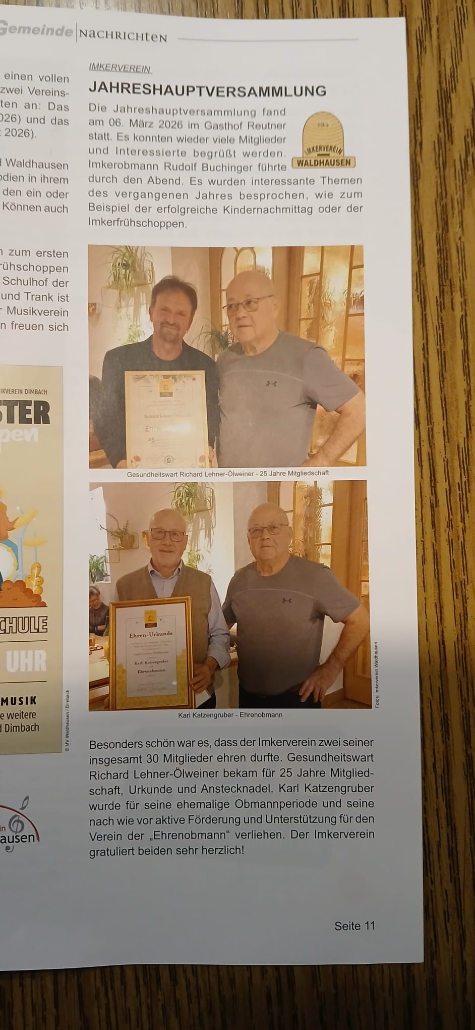 Zeitungsbericht zur Jahreshauptversammlung 2026
